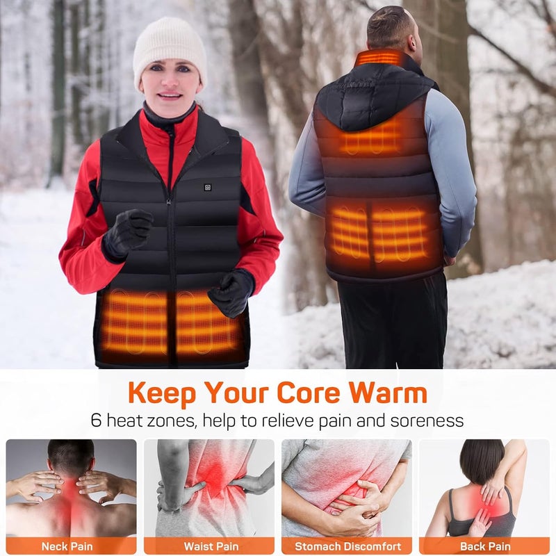 Dr. Prepare Heated Vest, Unisex Winter Hooded Heated Vests Outerwear for Men Women, Lightweight USB Electric Heated Clothing Vest with 3 Heating Levels, Adjustable Size (Battery Pack Not Included) - Image 2